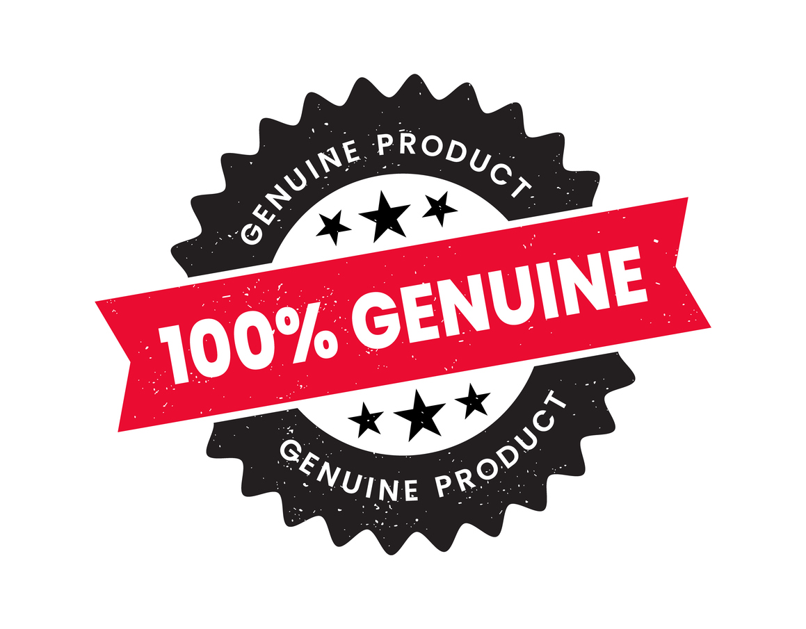 100% Genuine Product Stamp, Seal, Distressed Design. Stock Illustration